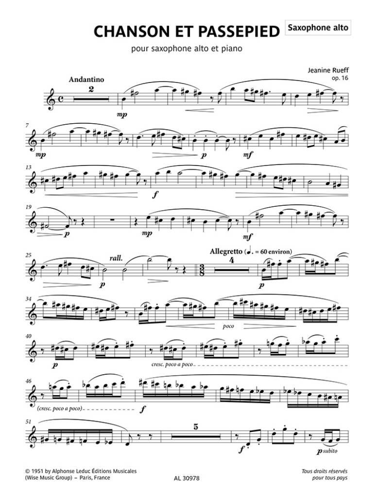 Chanson et Passepied opus 16