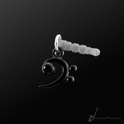 Earphone Plug Bass Clef Black